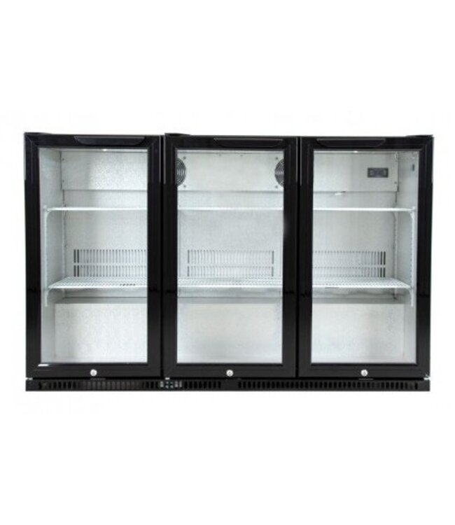 Horeca Barkoeling | 3 klapdeuren | Zwart | 350L | (H)87x(B)135x(D)52cm