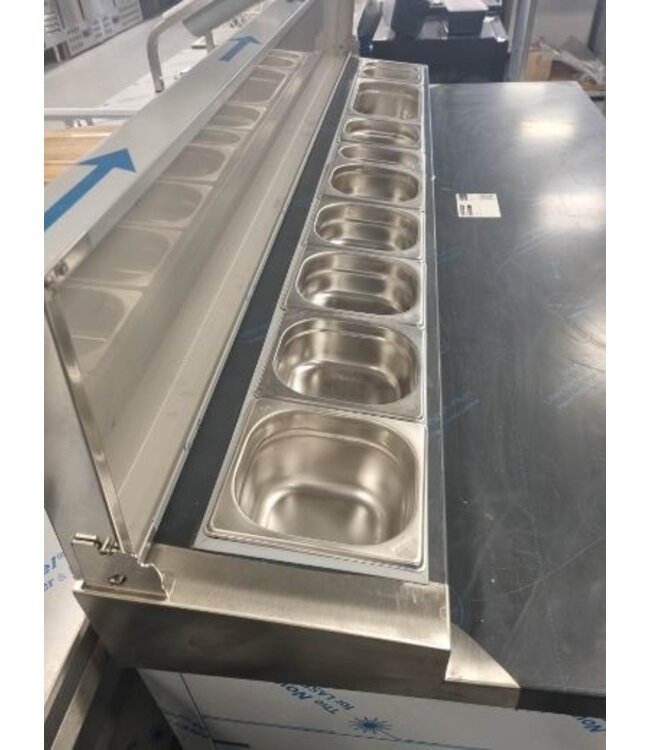 Pizzawerkbank | layout 4 | boven 10x 1/6GN | (H)85/90x(B)172x(D)70cm