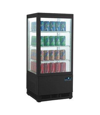 CaterCool Opzetkoelvitrine zwart | vierkant glas | 68L | (H)89x(B)43x(D)39