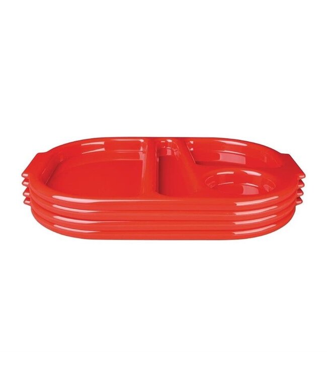Polycarbonaat schaaltje met vakken - rood - (h)2,5 x (b)37,5 x (d)27,8cm