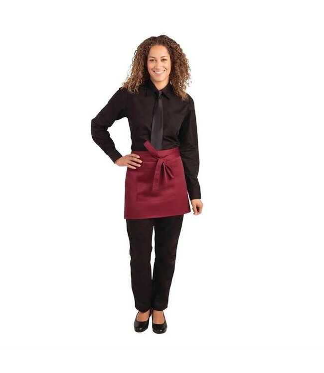 Horeca sloof met zak - kort - bordeaux - (L)37,5cm x (B)75cm