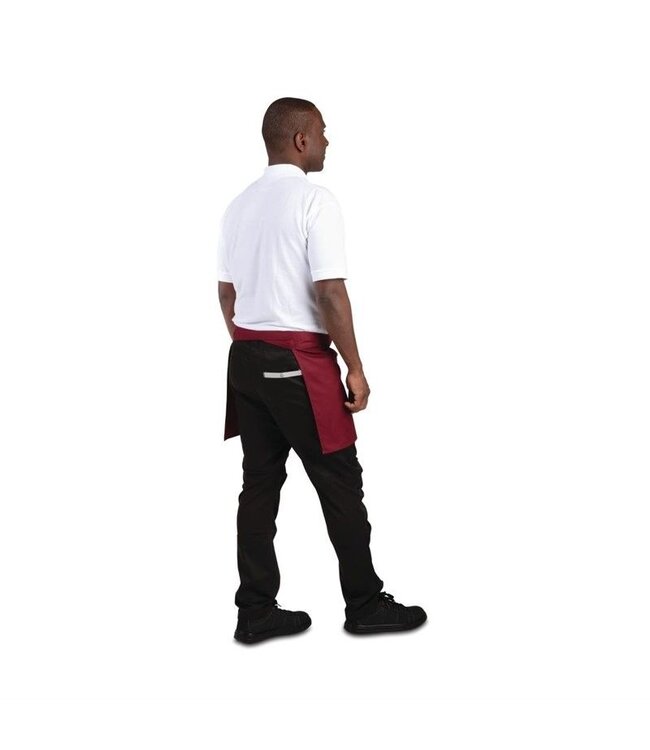 Horeca sloof met zak - kort - bordeaux - (L)37,5cm x (B)75cm