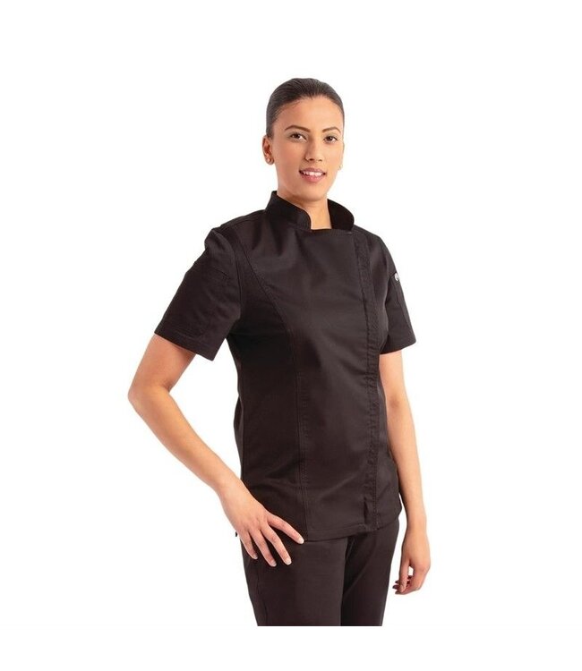 Horeca koksbuis dames - zwart - korte mouw - XS t/m XXL