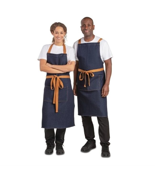 Whites Southside - halterschort horeca - (L)100 x (B)70cm - blauw denim