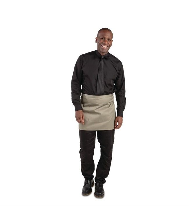 Horeca sloof met zak - kort - olijfgroen - (L)37,3cm x (B)75cm