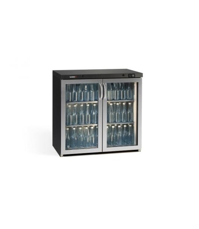 Flessenkoeling extra laag - Gamko - LG3/250GCS - 2-deurs koeling - glasdeuren - 250 liter - chroomstaal