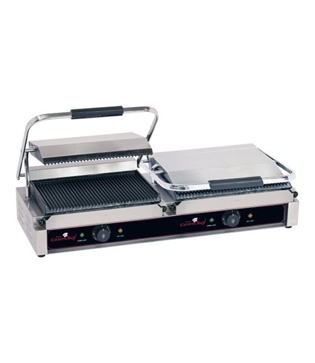 CaterChef Contactgrill duetto | grande | geribbeld | 4,4kW | (H)21x(B)84x(D)40