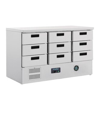 Polar Koelwerkbank met 9 lades | 368L | (H)88x(B)136,5x(D)70