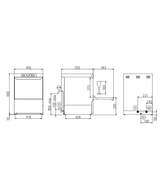 Glazenspoelmachine AF 40.30 ESI | Complete uitvoering | 230V | Incl. zeepdispenser en afvoerpomp