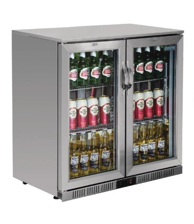 Bar dubbel display koeling | klapdeur | RVS | 208L | (H)90x(B)90x(D)52