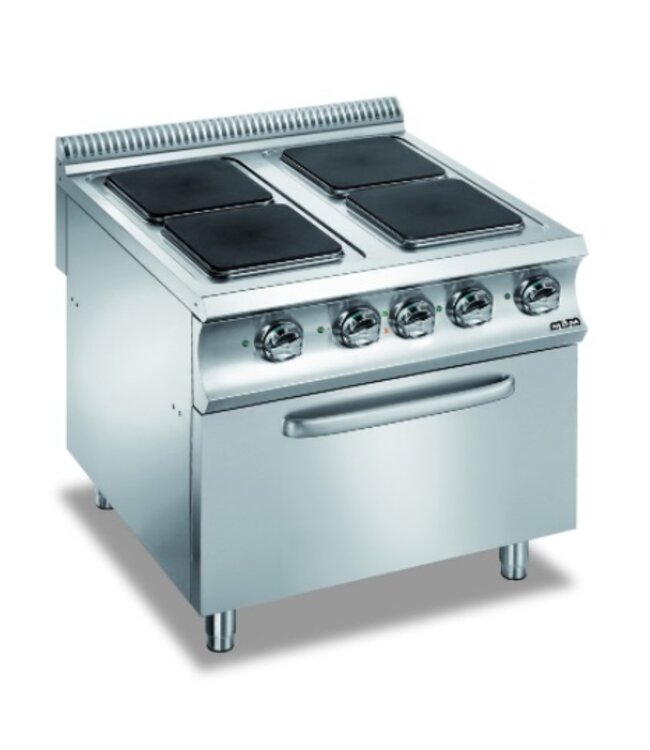 Elektrisch fornuis | staand model | 4 kookplaten | 3x 3kW en 1x 4kW | incl oven | (B)80x(D)90x(H)85cm