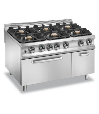 MBM Gasfornuis | staand model | 6x 5,5kW | incl elektrische oven | (B)120x(D)90x(H)85cm