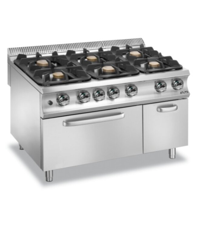 Gasfornuis | staand model | 3x 7kW en 3x 11kW brander | incl gas oven | (B)120x(D)90x(H)85cm