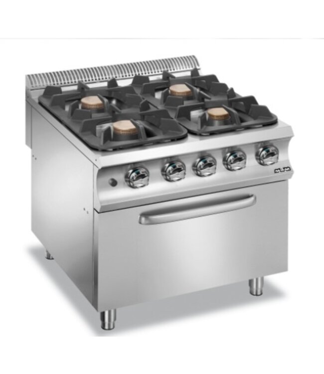 Gasfornuis | staand model | 4x 5,5kW brander | incl gas oven | (B)80x(D)90x(H)85cm