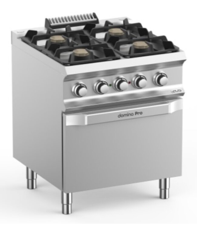 Gasfornuis | staand model | 4 branders 7kW | incl elektrisch geventileerde oven | (B)70x(D)73x(H)85cm