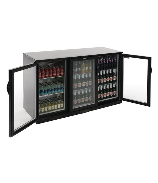 Bar triple display koeling | klapdeur | zwart | 330L | (H)90x(B)135x(D)52