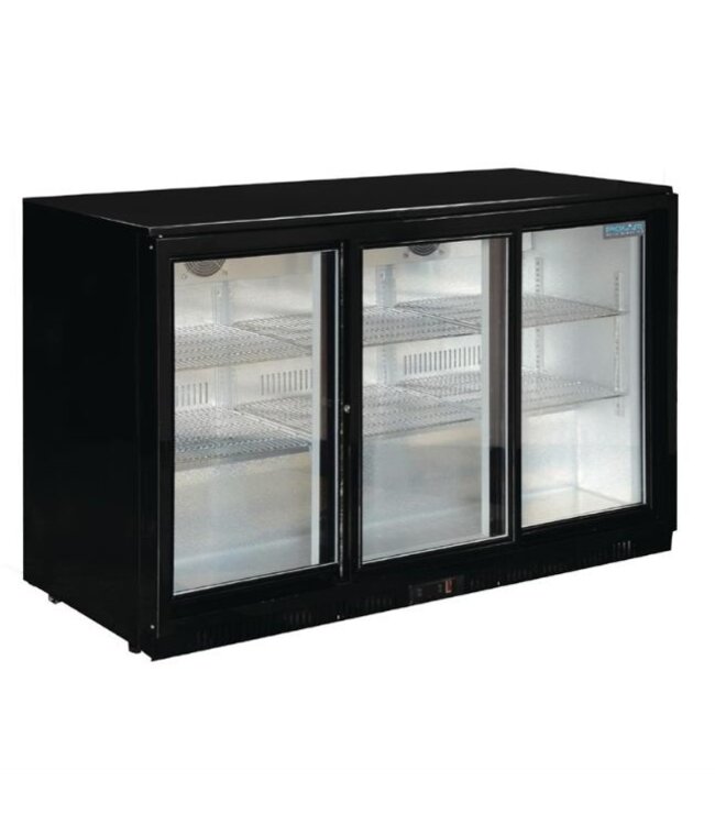 Bar triple display koeling | schuifdeur | zwart | 330L | (H)90x(B)135x(D)52