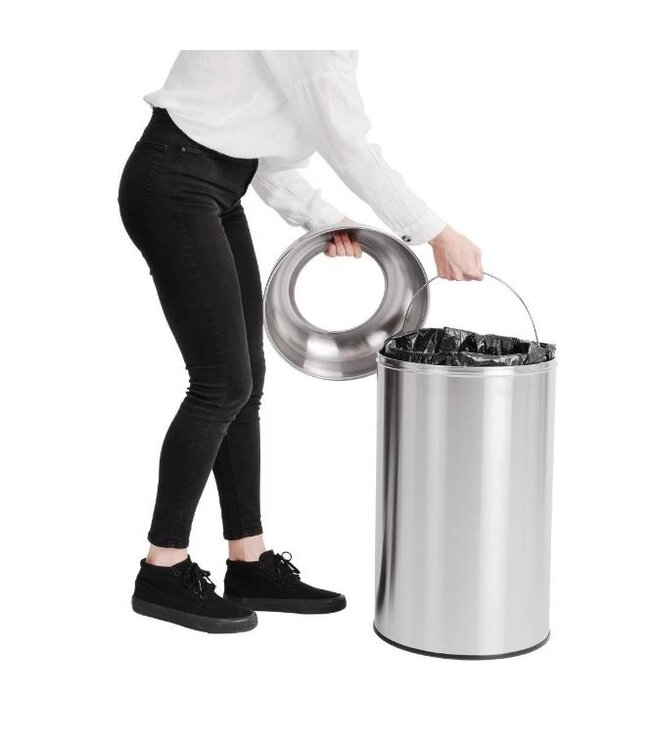 RVS afvalbak open-top - zilver - 40L