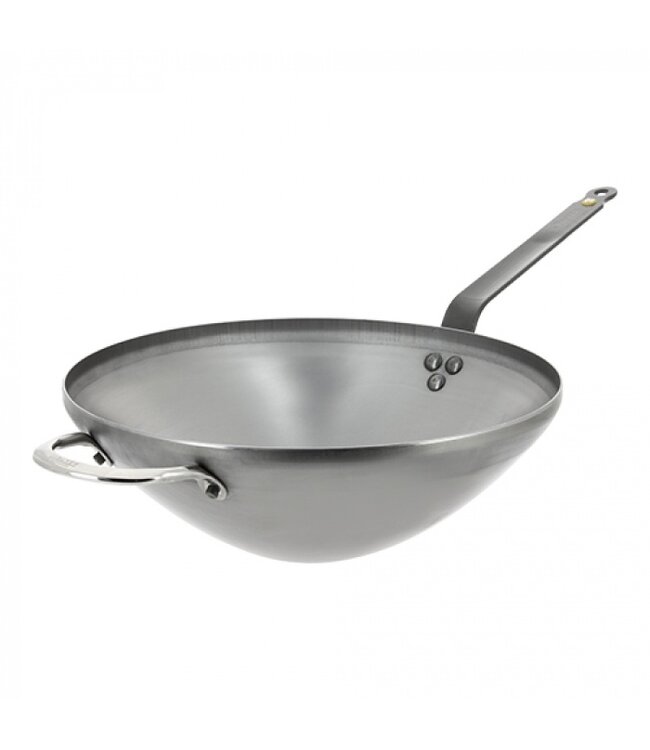 De Buyer Wok pan platte bodem met handgreep 28cm