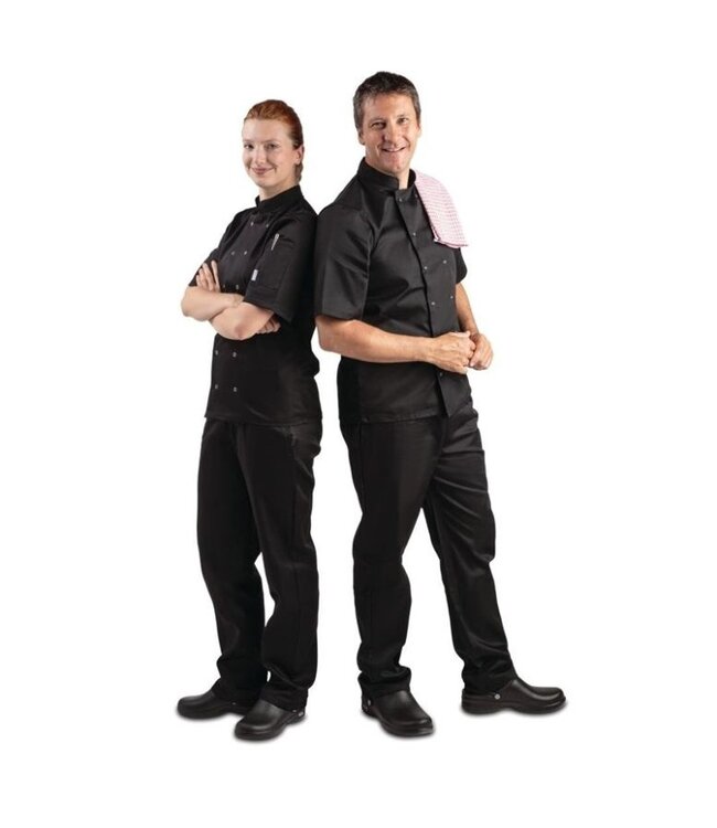 Horeca koksbuis - chef zwart - korte mouwen - XS-3XL
