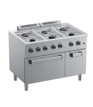 MBM Gasfornuis | staand model incl elektrische oven | 3x 3,5kW en 3x 6kW | (B)110x(D)71,8x(H)85cm