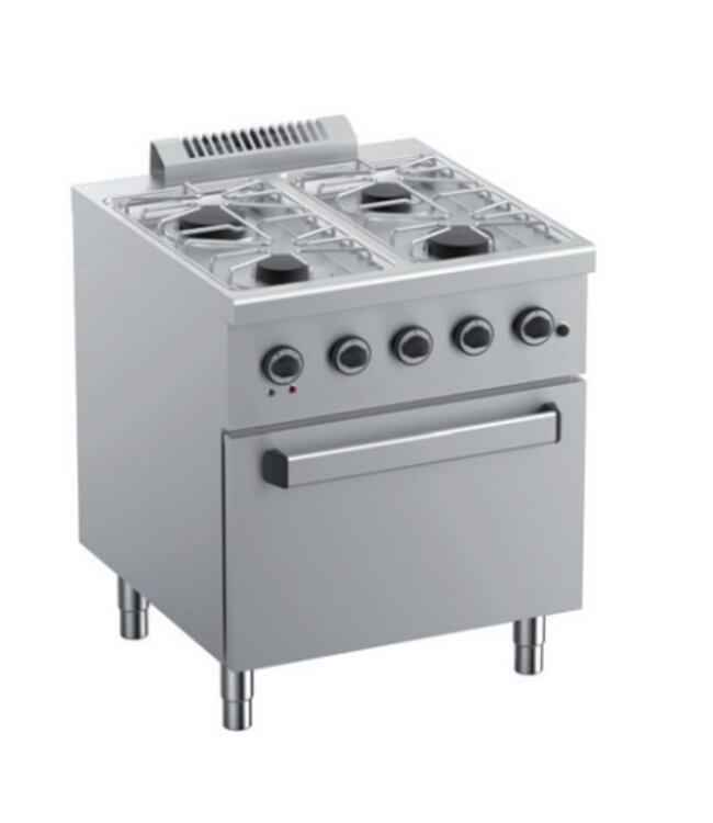 Gasfornuis | staand model incl elektrisch geventileerde oven | 2x 3,5kW en 2x 6kW | (B)70x(D)71,8x(H)85cm