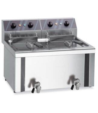 MBM Friteuse | tafelmodel | elektrisch | 5-6 + 5-6 liter | 3+3kW | (B)58x(D)52x(H)29,5/43,5cm