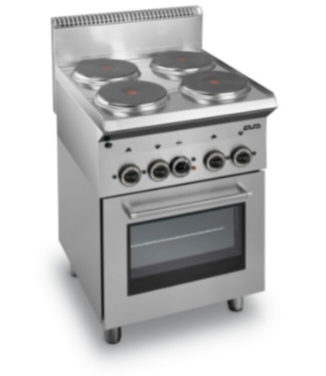 Elektrisch fornuis | staand model incl elektrische oven | 4 kookplaten | 4x 2,6kW | (B)60x(D)65x(H)85cm