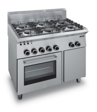 MBM Gasfornuis | staand model incl elektrische oven | 3x 3,5kW en 3x 6kW | (B)100x(D)65x(H)85cm