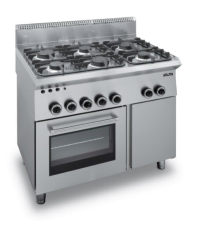 Gasfornuis | staand model incl elektrische oven | 3x 3,5kW en 3x 6kW | (B)100x(D)65x(H)85cm