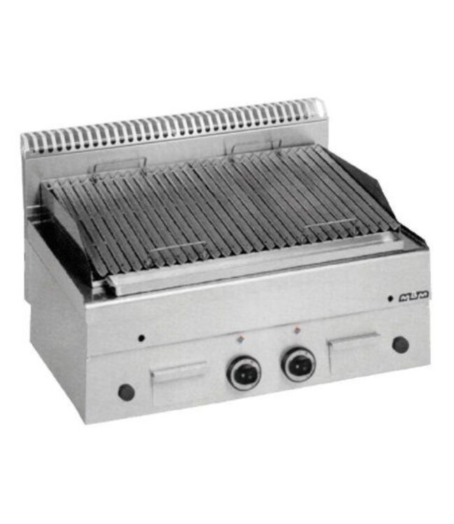 Lavasteengrill | tafelmodel | voor vlees | 2 branders 7kW | (B)80x(D)60x(H)27cm