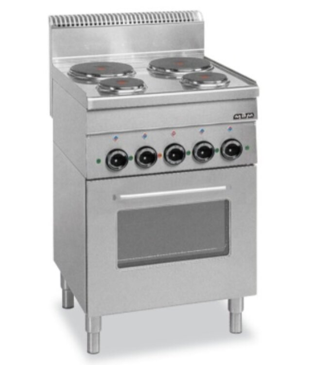 Elektrisch fornuis | staand model incl oven | 4 kookplaten | 2x 1,5kW en 2x 2,6kW | (B)60x(D)60x(H)85cm