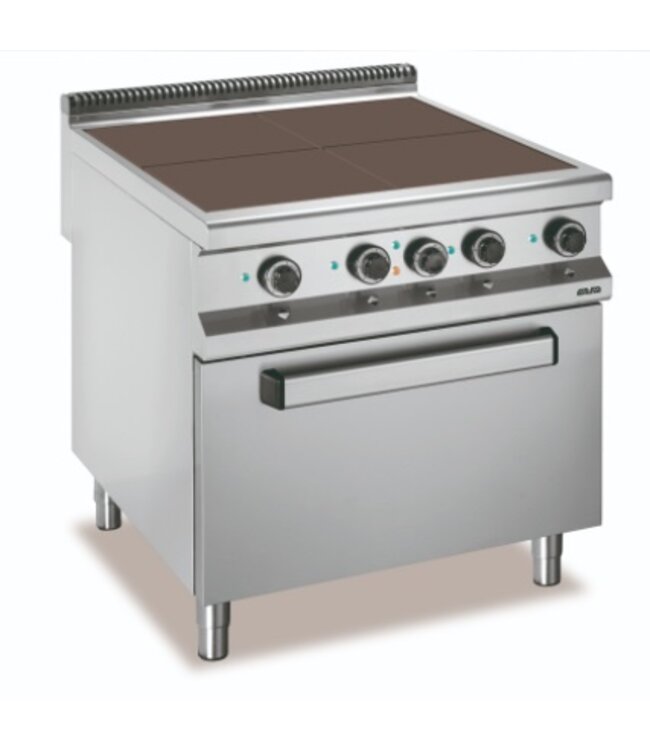 Elektrisch fornuis | staand model | 4 kookplaten incl oven | 4x 2,5kW | (B)80x(D)90x(H)85cm