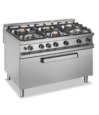 MBM Gasfornuis | staand model incl grote gas oven | 3x 7kW en 3x 11kW | (B)120x(D)90x(H)85cm