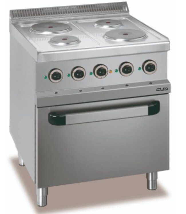 Elektrisch fornuis | staand model incl oven | 4 kookplaten | 2x 1,5kW en 2x 2,6kW| (B)70x(D)70x(H)85cm