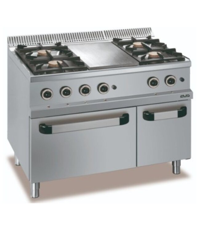 MBM Gasfornuis | staand model | 4 branders 7kW | incl plaat en gas oven | (B)110x(D)70x(H)85cm