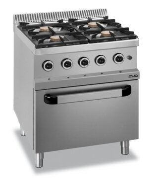 MBM Gasfornuis | staand model | 4 branders 7kW | incl elektrisch geventileerde oven | (B)70x(D)70x(H)85cm