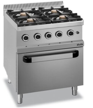 MBM Gasfornuis | staand model | 4 branders 5,5kW | incl elektrisch geventileerde oven | (B)70x(D)70x(H)85cm