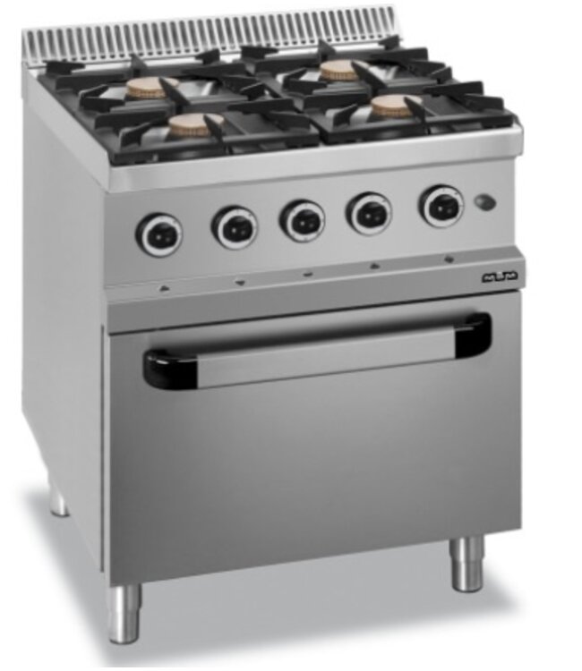 Gasfornuis | staand model | 4 branders 5,5kW | incl elektrisch geventileerde oven | (B)70x(D)70x(H)85cm