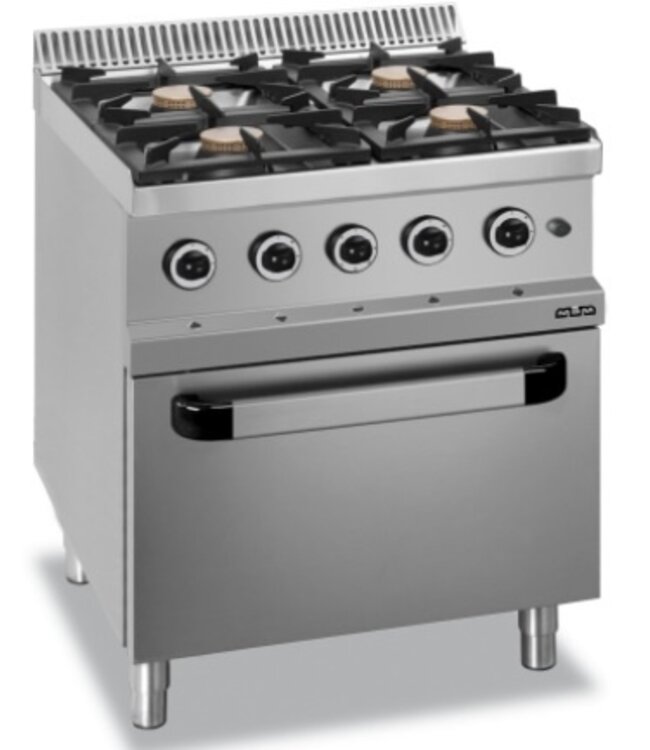 Gasfornuis | staand model | 4 branders 7kW | incl elektrische oven | (B)70x(D)70x(H)85cm