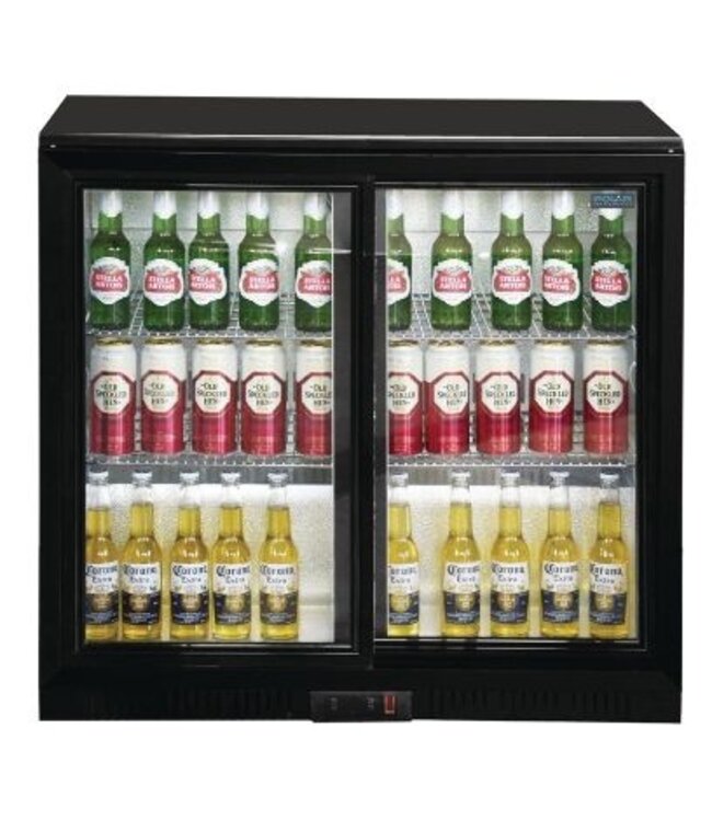 Bar dubbel display koeling | schuifdeur | zwart | 198L | (H)85x(B)90x(D)52