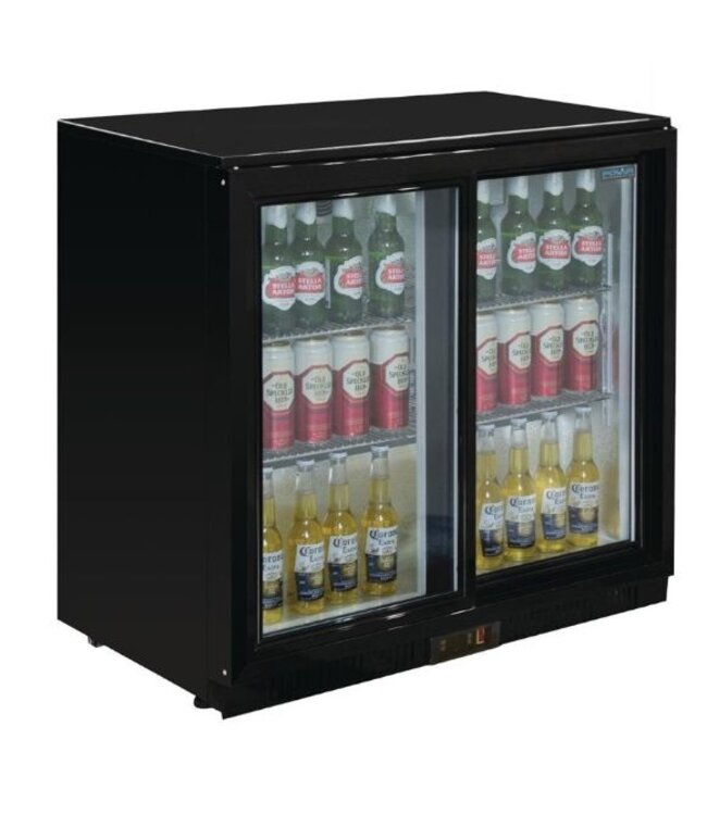 Bar dubbel display koeling | schuifdeur | zwart | 198L | (H)85x(B)90x(D)52