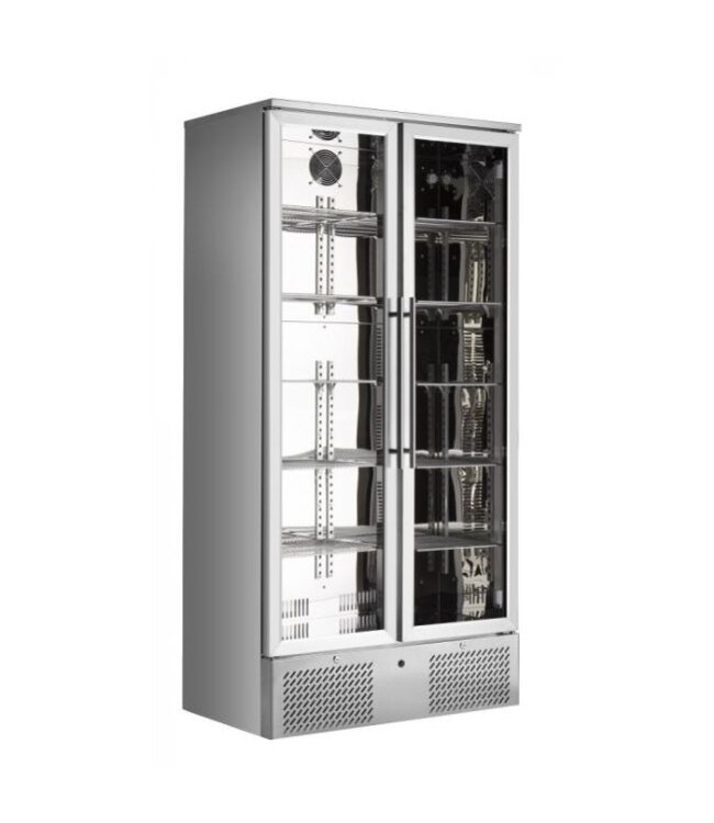 Hoge barkoelkast grijs | 2x 5 rekken | 458L | (H)182x(B)90x(D)51,5