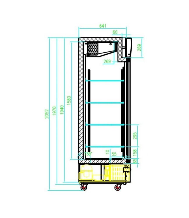 Koelkast side by side | 460L | (H)205x(B)62x(D)69cm