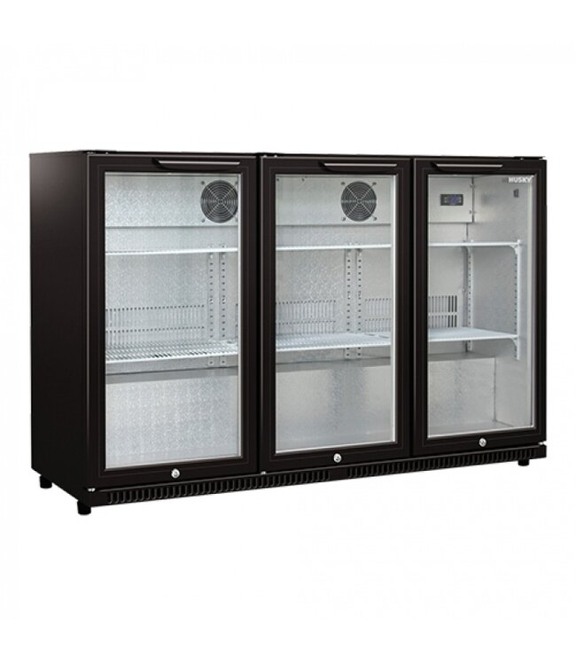 Display koeler zwart | 3 deuren | 330 liter | (H)90x(B)135x(D)52cm