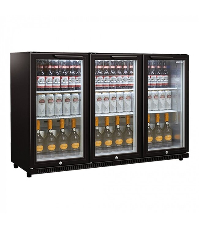 Display koeler zwart | 3 deuren | 330 liter | (H)90x(B)135x(D)52cm