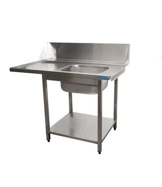 Saro RVS Aanvoertafel vaatwasser | machine rechts | (H)90x(B)120x(D)70