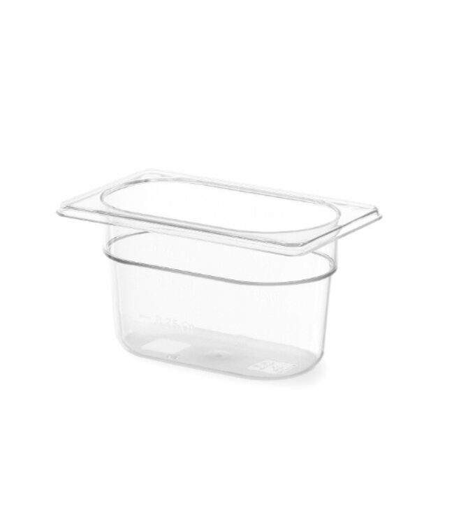 Gastronormbak polycarbonaat transparant 1/9 - 1 liter - (H)10cm