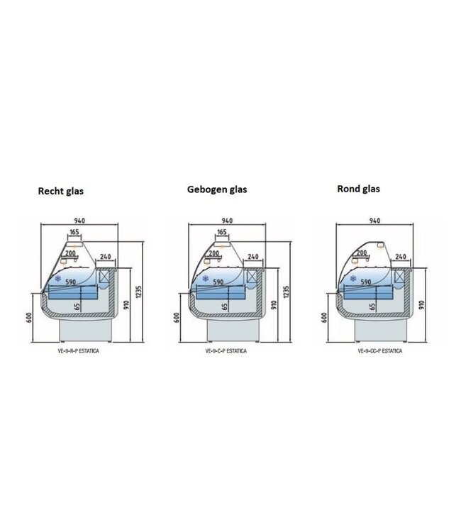 Koeltoonbank | VE-9P | vis special | (B)105,5x(D)94x(H)91/123,5cm | diverse opties