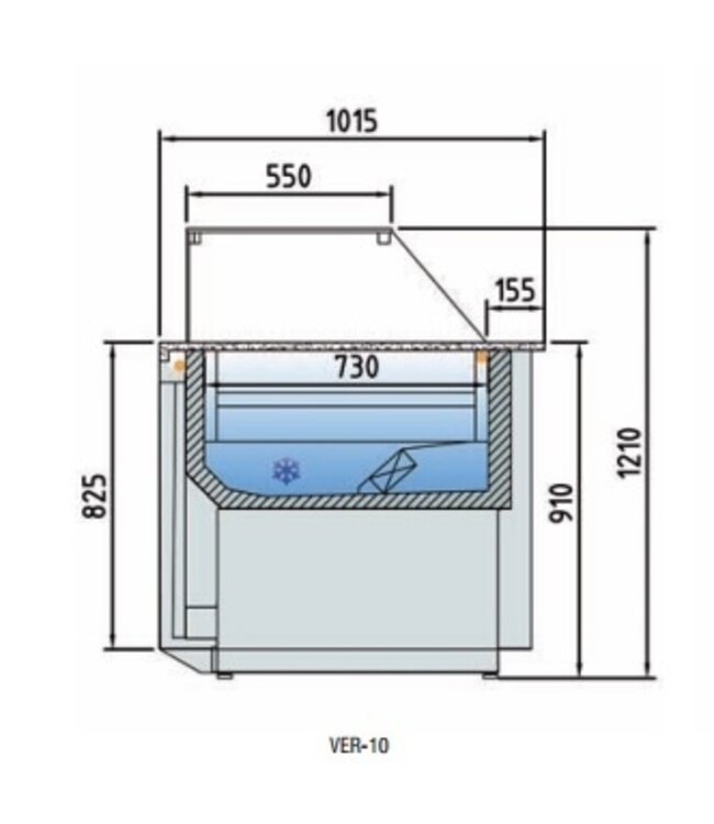 Koeltoonbank | VER-10 | taart, gebak en vlees producten | (B)128,5x(D)101,5x(H)91/121cm | diverse opties